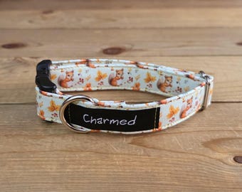 9"-18" Fall Dog Collar 3/4" Width, Pet Collar, Small, Cat, Dog Collar, Autumn Collar, Leaves, Seasonal Collar, Buckle Collar
