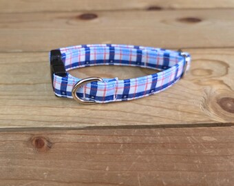 6"-12" Dog Collar 1/2" Width, Pet Collar, Small Dog Collar, XS, Cat Collar, 4th of July, Patriotic, Red White & Blue Collar, Holiday Collar
