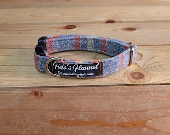 9"-16" Fido's Flannel Dog Collar 3/4" Width, Pet Collar, Small, Medium, Large, Dog Collar, Mammoth Flannel, Warm Collar, Plaid