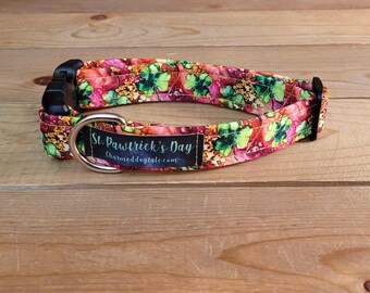 11"-21" St. Patrick's Day Collar 1" Width, Pet Collar, Small, Medium, Large Collar, XL, Lucky Dog, Holiday Collar, Kiss Me, Irish