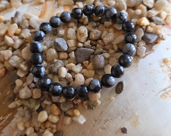 8mm Snowflake Obsidian Crystal Bracelet, 7" Elastic, Handmade