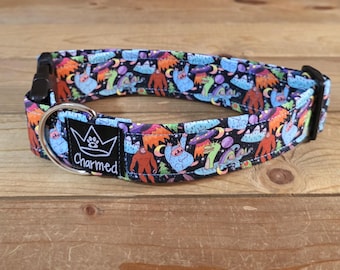 13"-26" Dog Collar 1.5" Width, Pet Collar, Medium, Large, Big Dog Collar, Cryptids Collar, Aliens, Bigfoot, Lochness