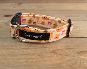 8"-16" PETITE Fall Dog Collar 1" Width, Small Collar, Medium, Large, XL Dog Collar, Autumn Collar, Leaves, Seasonal Collar, Buckle Collar