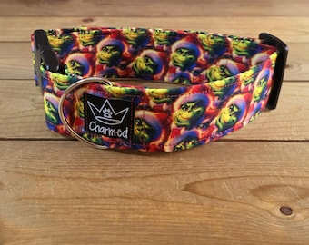 14"-28" Christmas Dog Collar 2" Width, Pet Collar, Small, Medium, Large Dog Collar, XL, Holiday Collar, Side Release Buckle, Santa, Lights