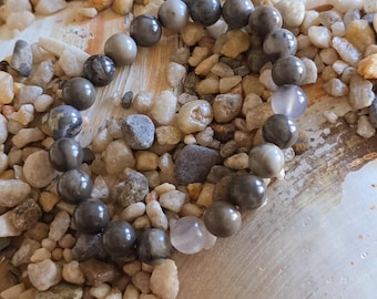 8mm Volcano Agate Crystal Bracelet, 7" Elastic, Handmade