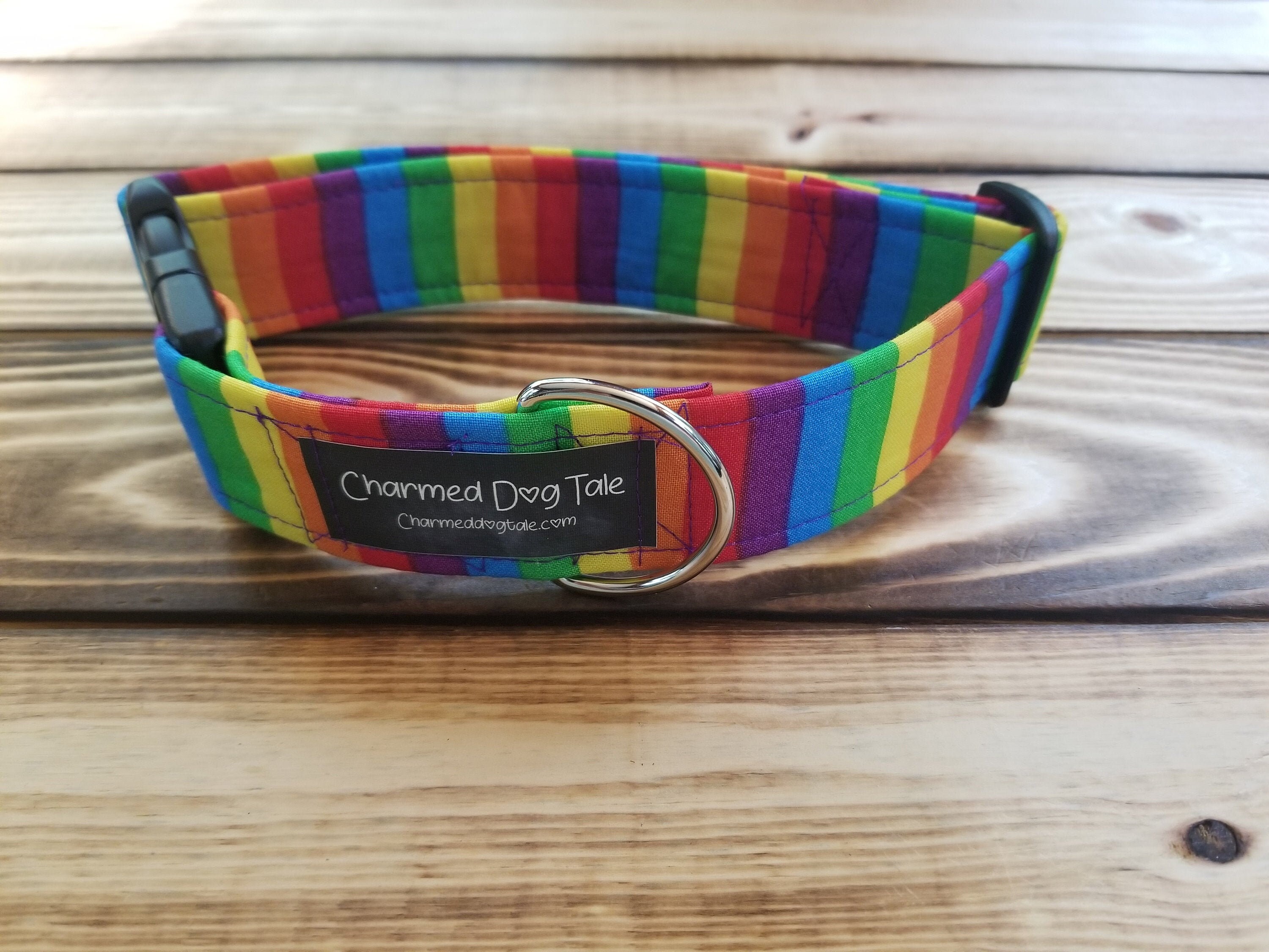 1426 Rainbow Dog Collar 1.5 Width, Pet Accessory, Fabric Collar, Pet