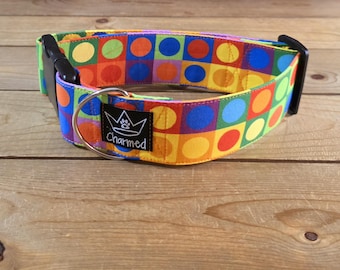 14"-28" Dog Collar 2" Width, Pet Collar, Medium, Large, Big Dog Collar, Geometric Collar, Colorful, Fun Collar, Abstract
