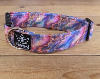 13"-26" Holographic Agate Dog Collar 1.5" Width, Pet Collar, Medium, Large, XL, Holographic, Crystal Collar, Agate, Sparkles, Flashy Dog