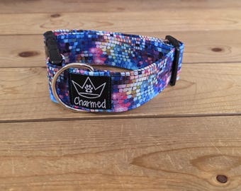 10"-18" PETITE New Years Dog Collar 1.5" Width, Pet Collar, Medium, Small Dog Collar, Holiday Collar, Party, Celebration, Mirror Ball