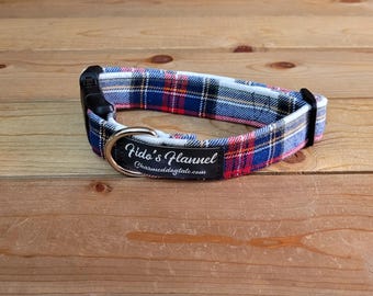 10"-20" Fido's Flannel Dog Collar 1" Width, Pet Collar, Small, Medium, Large, Dog Collar, Mammoth Flannel, Warm Collar, Plaid