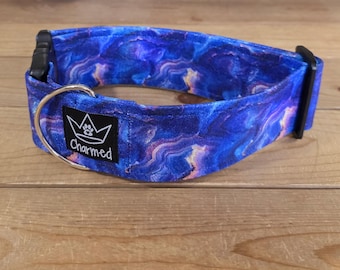 14"-28" Holographic Agate Dog Collar 2" Width, Pet Collar, Medium, Large, XL, Holographic, Crystal Collar, Agate, Sparkles, Flashy Dog