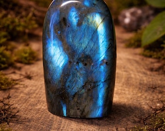 Labradorite Freeform, 3.5"×1.5", 6.65oz, Lab, Beautiful Flash