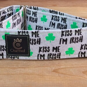 15"-27" St. Patrick's Day Martingale Collar 2" Width, Pet Collar, Small, Medium, Large Collar, XL, Lucky Dog, Holiday Collar, Kiss Me