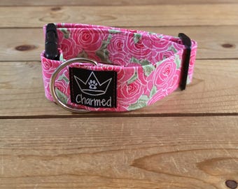 10"-18" PETITE Dog Collar 1.5" Width, Pet Collar, Medium, Large, Small Collar, Floral Collar, Flowers, Spring Collar, Rose Dog, Girly