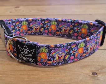 13"-26" Dog Collar 1.5" Width, Pet Collar, Medium, Large, XL, Fun Dog Collar, Buckle Collar, Cartoon Collar, Pineapple Under The Sea