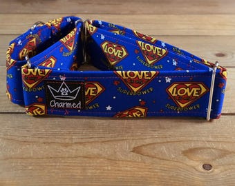 15"-28" Valentine's Day Martingale Collar 2" Width, Pet Collar, Medium, Large Dog Collar, XL, Holiday Collar, Love, Hearts, Woof You