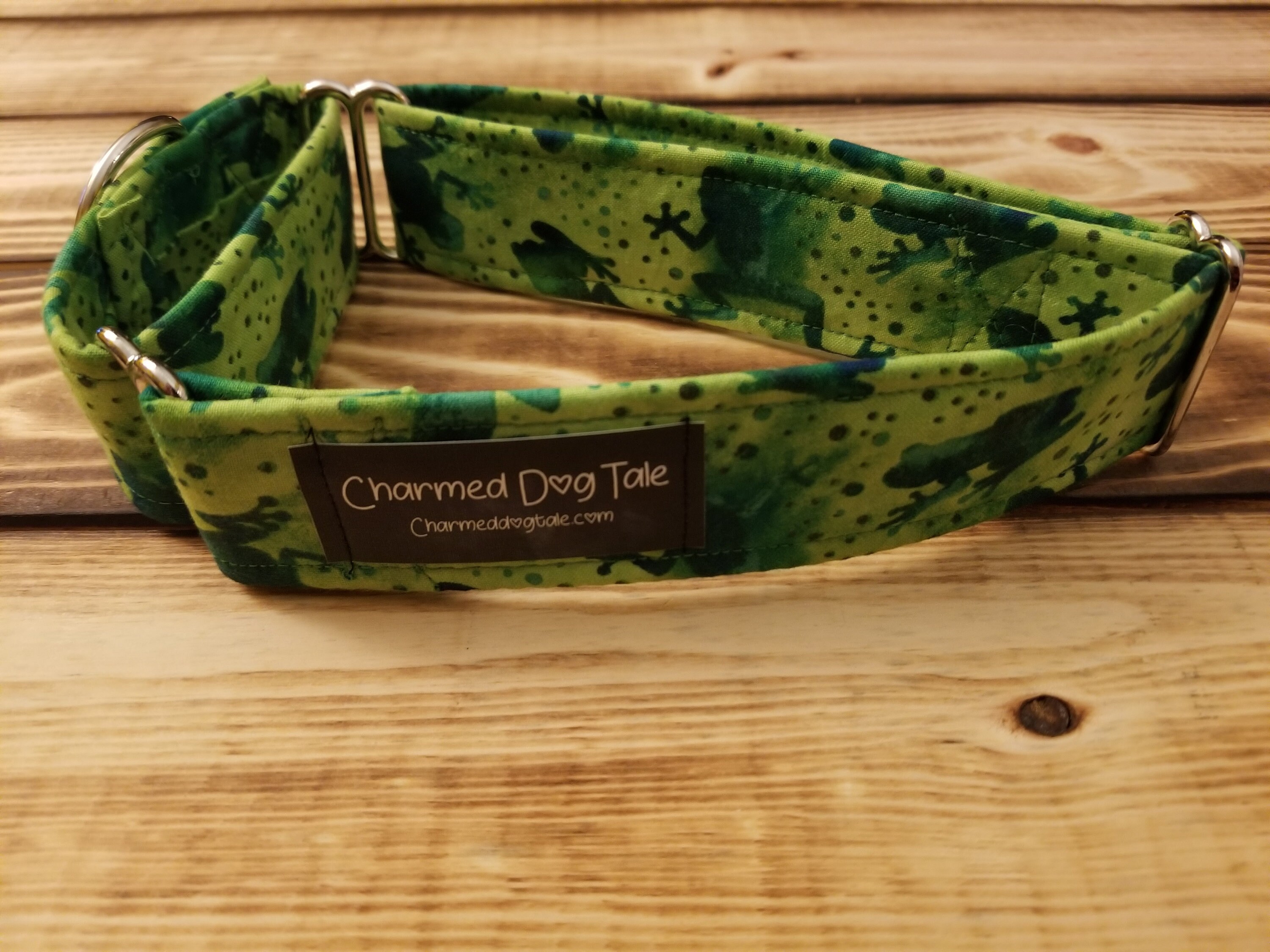 1630 Froggy Love Martingale Collar 1.5 Width, Pet Collar, Medium