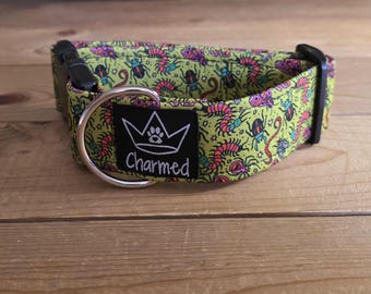 PETITE 11"-18" Dog Collar 1.5" Width, Pet Collar, Small, Bug Dog Collar, Creepy Crawls Collar, Buckle Dog Collar, Summer Dog, Boy Collar