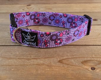 13"-26" Dog Collar 1.5" Width, Small, Medium, Large, XL, Floral Collar, 80's Daisy Dog Collar
