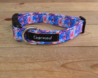 11"-22" Hibiscus Dog Collar 1" Width, Pet Collar, Medium, Large, XL, Flowers, Summer, Floral Dog Collar, Buckle Dog Collar, Hibiscus