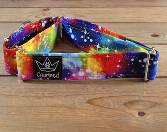 14"-27" Martingale Collar 1.5" Width, Pet Collar, Medium, Large, Galaxy Collar, Outerspace, Stars, Nebula Dog Collar, Colorful