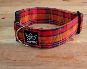 14"-28" Fido's Flannel Dog Collar 2" Width, Pet Collar, Small, Medium, Large, XL, Dog Collar, Mammoth Flannel, Warm Collar, Plaid