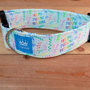 14"-28" Swear Birthday Dog Collar 2" Width, Pet Collar, Medium, Large, Small, XL Collar, Bark Day, Gotcha Day, Celebration Dog Collar