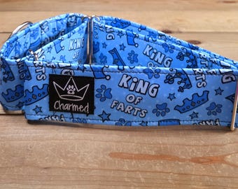 14"-26" Martingale Collar 2" Width, Pet Collar, Medium, Large, XL, Martingale Collar, King Of Farts, Boy Dog Collar, Dog Farts, Funny