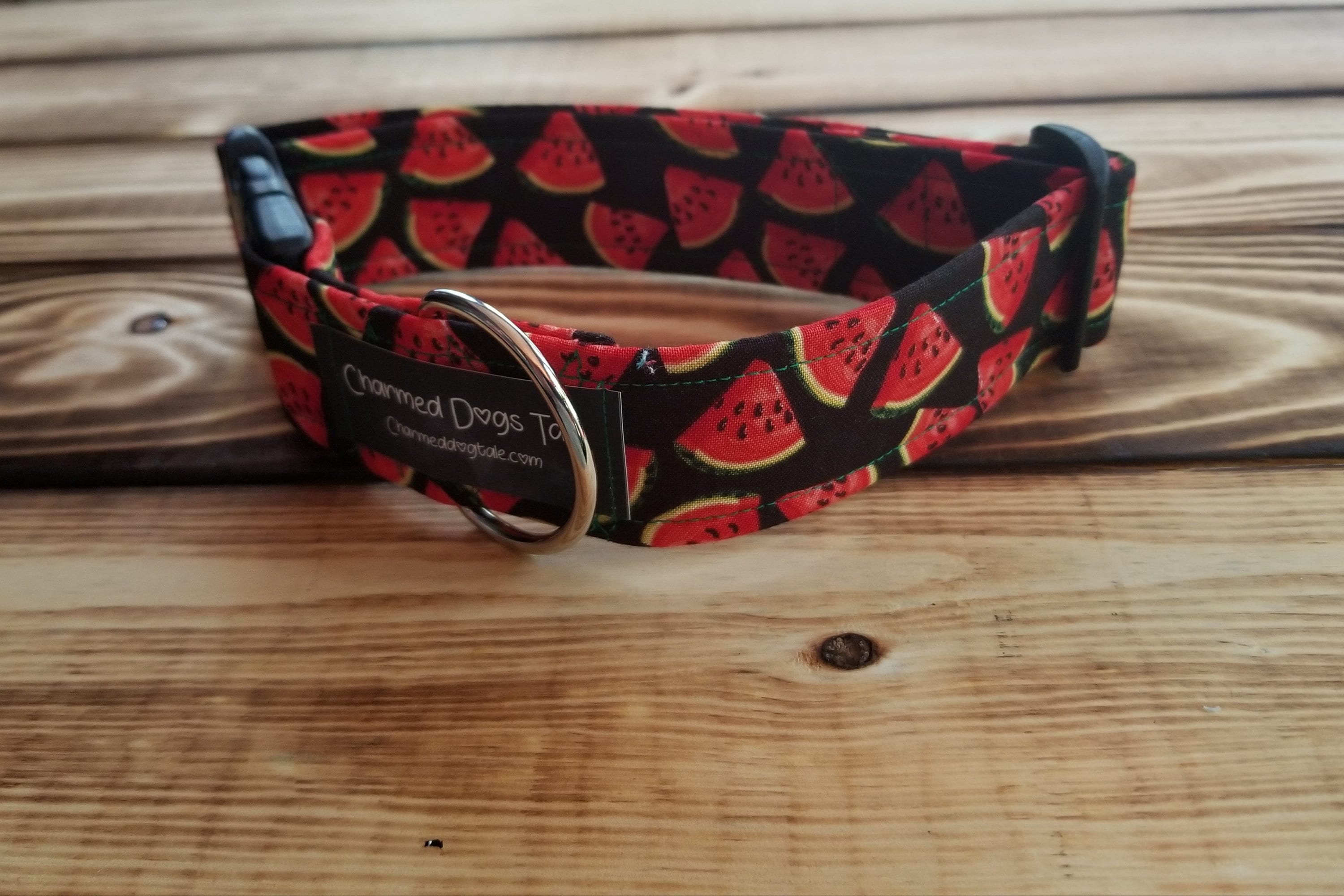 1224 Watermelon Slice Dog Collar 1.5 width, Fabric Dog Collar, Summer
