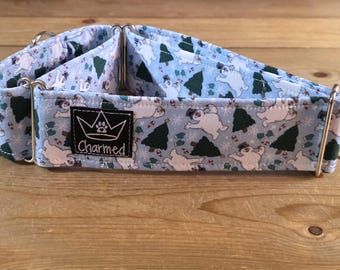 14"-27" Christmas Martingale Collar 2" Width, Pet Collar, Medium, Large Dog Collar, Holiday Collar, Side Release Buckle, Santa, Lights