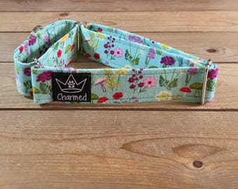 14"-27" Martingale Collar 1.5" Width, Pet Collar, Medium, Small, Large, Floral Collar, Flowers, Mushroom Collar, Wild Flower Dog, Girly
