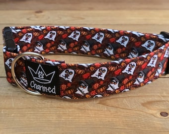 13"-26" Fall Dog Collar 1.5" Width, Pet Collar, Medium, Large, XL Dog Collar, Autumn Collar, Leaves, Seasonal Collar, Buckle Collar