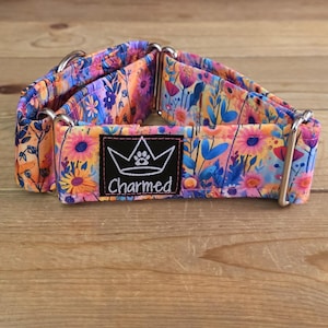 PETITE 12&quot;-19&quot; Martingale Collar 1.5&quot; Width, Pet Collar, Medium, Small, Fun Dog Collar, Flower Martingale, Floral, Summer Martingale Collar