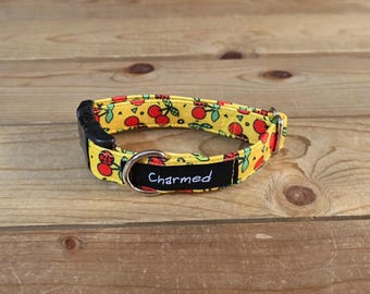 9"-18" Dog Collar 3/4" Width, Pet Collar, Small Dog Collar, Medium, Fruit, Summer Snack, Cherries