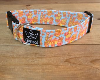 13"-26" Dog Collar 1.5" Width, Pet Collar, Medium, Large, XL Dog Collar, Cactus Dog Collar, Plants, Buckle Collar, Summer, Cacti Dog Collar