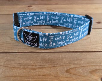 13"-26" Valentine's Day Collar 1.5" Width, Small, Medium, Large, XL, Holiday Collar, Love, Hearts, Woof You