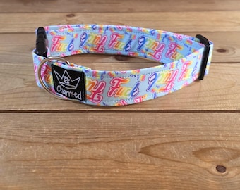 13"-26" Swear Dog Collar 1.5" Width, Medium, Large, XL, Swear Dog Collar, Naughty Collar, Funny, Explicit, Fuck, Lisa Frank