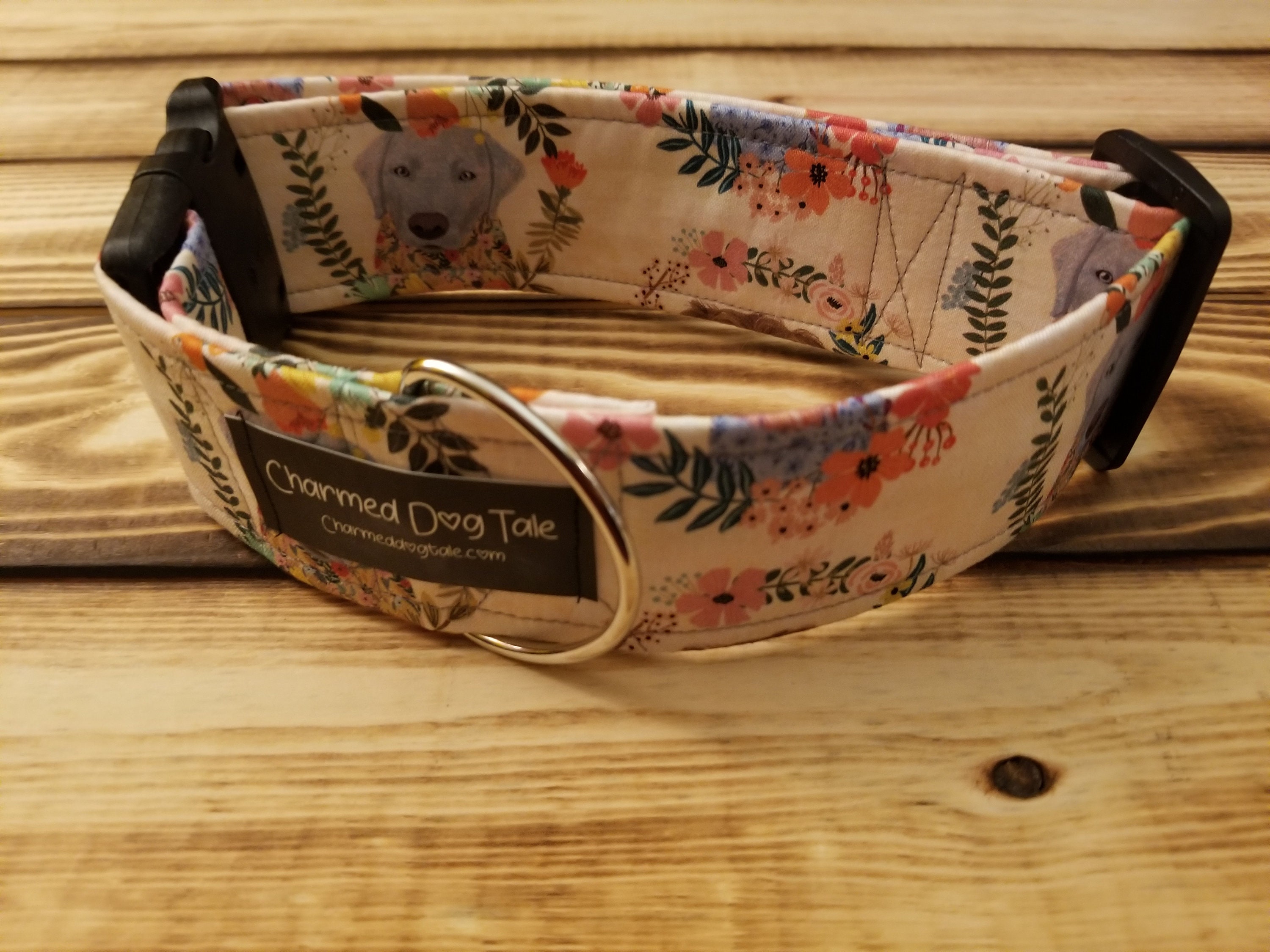 1527 Pretty Dog Collar 2 Width, Pet Collar, Medium, Large, Dog