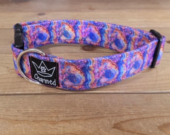 13"-26" Holographic Agate Dog Collar 1.5" Width, Pet Collar, Medium, Large, XL, Holographic, Crystal Collar, Agate, Sparkles, Flashy Dog