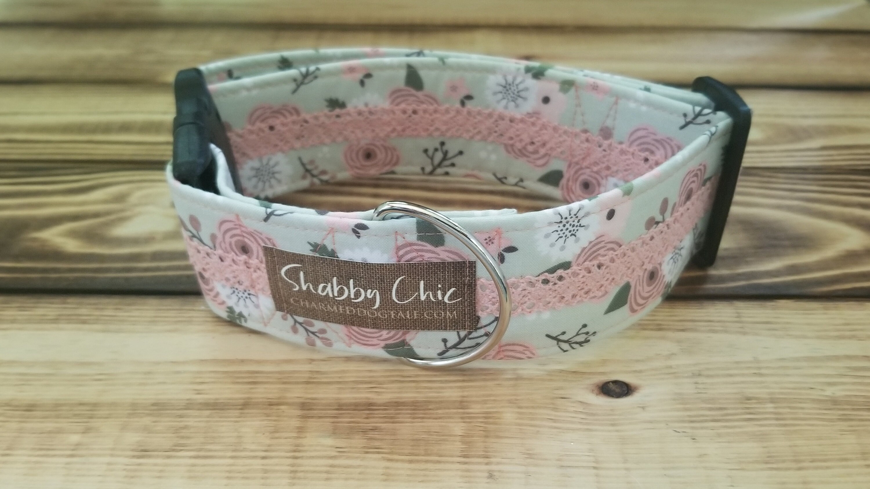 1426 Shabby Chic Dog Collar 2 Width, Pet Collar, Small, Medium, Large, Dog Accessory, Summer