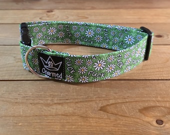 13"-26" Swear Dog Collar 1.5" Width, Small, Medium, Large, XL, Daisy, Fuck Dog Collar, Naughty Dog Collar, Explicit, Funny Dog Collar