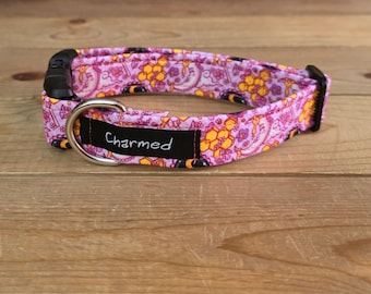 11"-22" Moon Dog Collar 1" Width, Pet Collar, Medium, Large, XL, Celestial Dog Collar, Bee Dog Collar, Cottagecore