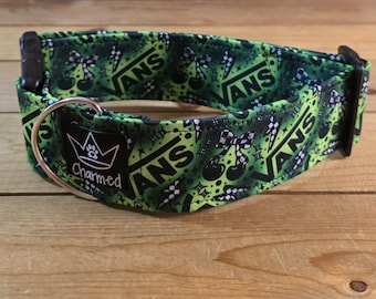 14"-28" Dog Collar 2" Width, Pet Collar, Medium, Large, XL, Fun Dog Collar, Vans Dog Collar, Neon Cherry Collar, Side Release Buckle