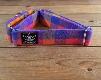 14"-27" Fido's Flannel Martingale Collar 1.5" Width, Pet Collar, Small, Medium, Large, XL, Dog Collar, Mammoth Flannel, Warm Collar, Plaid