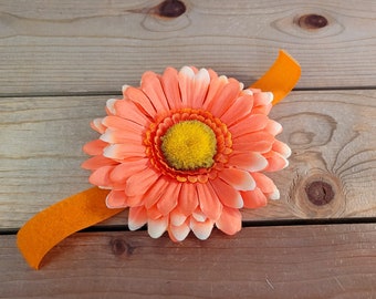 4.5" Collar Flower, Hook and Loop Backing, Collar or Harness Flower, One Size Fits All, Dog Flower, Girly Flower, Pet Supplies, Orange