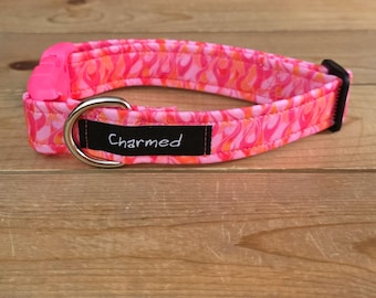 11"-22" Neon Flames Dog Collar 1" Width, Pet Collar, Medium, Large, XL, Neon Dog Collar, Flames Dog Collar, Buckle Dog Collar