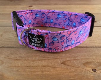 14"-28" Christmas Dog Collar 2" Width, Pet Collar, Small, Medium, Large Dog Collar, XL, Holiday Collar, Side Release Buckle, Santa, Lights