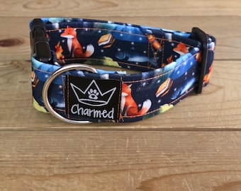 PETITE 11"-18" Dog Collar 1.5" Width, Pet Collar, Small, Fox Dog Collar, Dog Camping Collar, Buckle Dog Collar, Summer Dog, Wilderness Walk