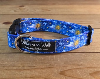 11"-21" Dog Collar 1" Width, Pet Collar, Small, Medium, Large Collar, Summer Collar, Celestial Collar, Sun Collar, Cottagecore