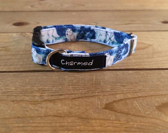 9"-18" Winter Dog Collar 3/4" Width, Pet Collar, XS, Small, Medium, Dog Collar, Winter Dog, Seasonal Buckle Collar, Snowflake